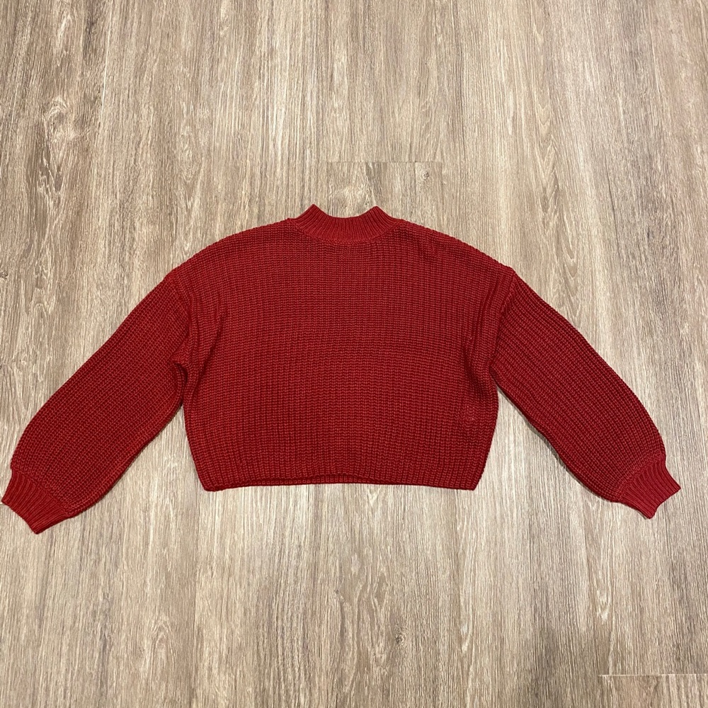 Forever 21 Red / Maroon Cropped Mock Neck Sweater
